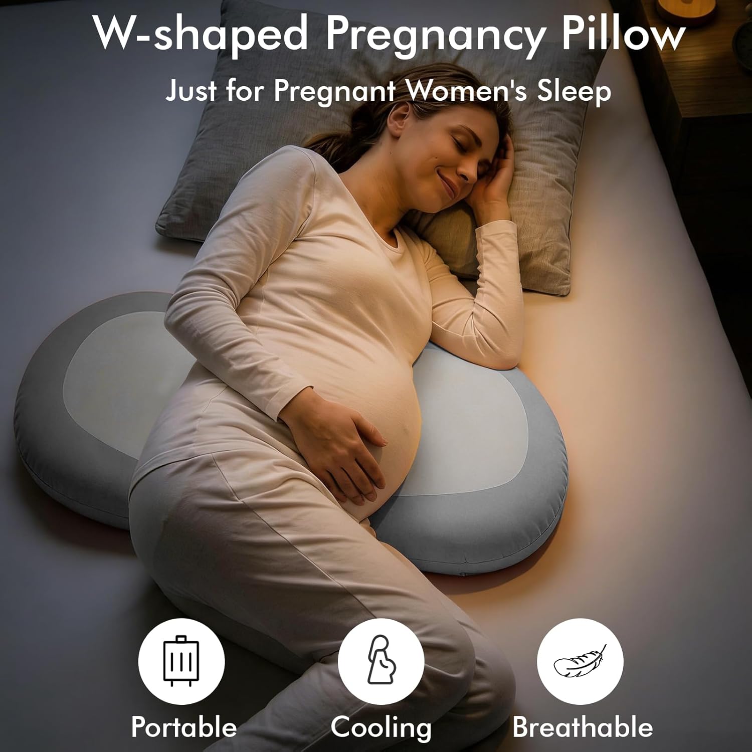 Pregnancy Pillows for Sleeping, Memory Foam W Shaped Maternity Pillow for Pregnant Women, Adjustable Travel Pregnancy Wedge Pillow with…