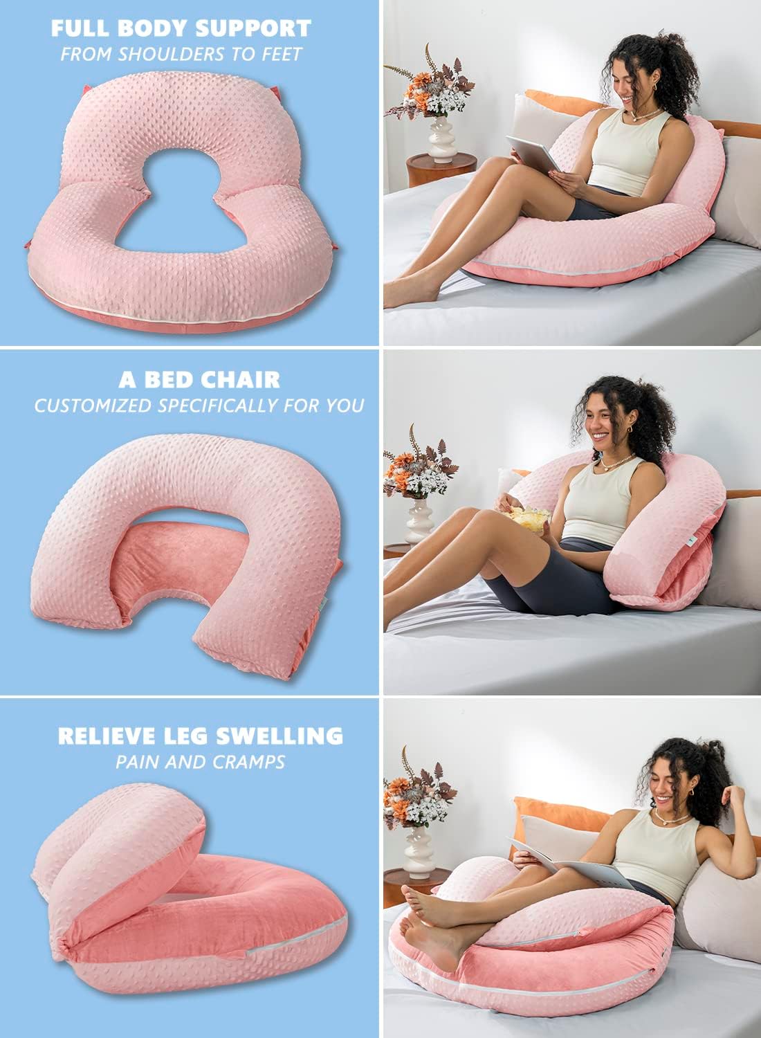 Insen Reading Pillow, Back Pillow for Sitting in Bed for Reading, Nurse & Relax, Reading Pillow for Adults, Moms & Kids, Sit Up Pillow for…