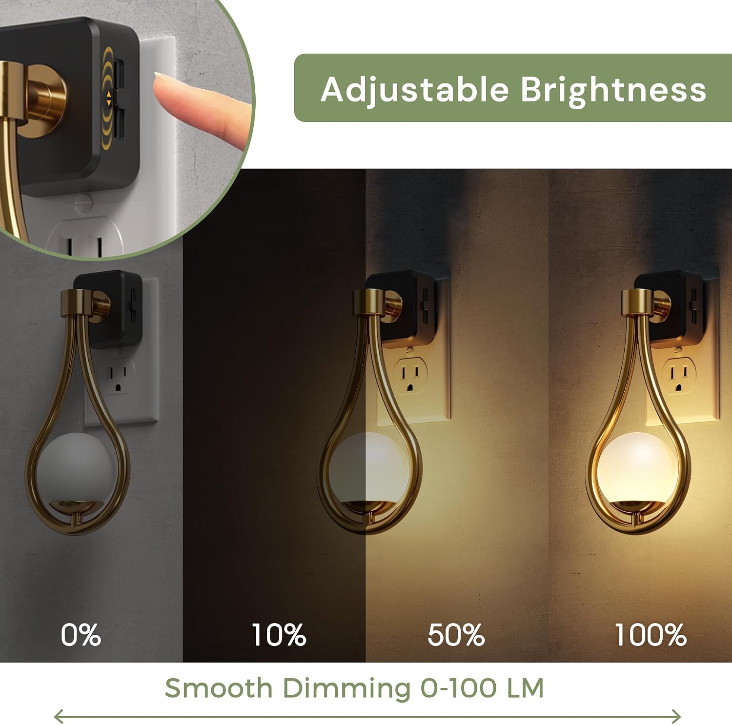 L LOHAS LED Night Lights Plug Into Wall: Dusk to Dawn Sensor, Soft White 3000K Nightlight, 0-100LM Adjustable Brightness, 330°Rotating…