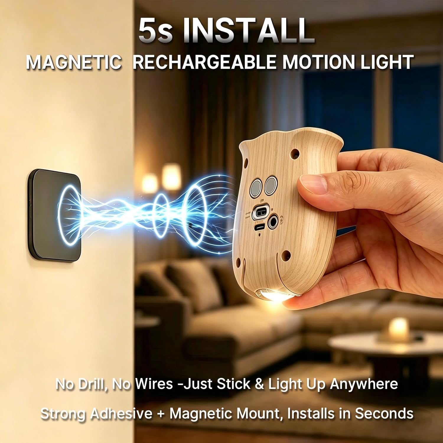 Motion Sensor Night Light: 1200mAh Rechargeable Wall Sconce 2pcs Magnetic Stair Lights Indoor Wireless Wall Sconces Night Light for…