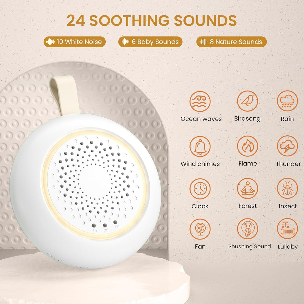Eivitrevy Portable White Noise Sounds Machine with Nightstand Mode, 24 Soothing Sounds, Support Crying Sounds Detection and Timer, R…