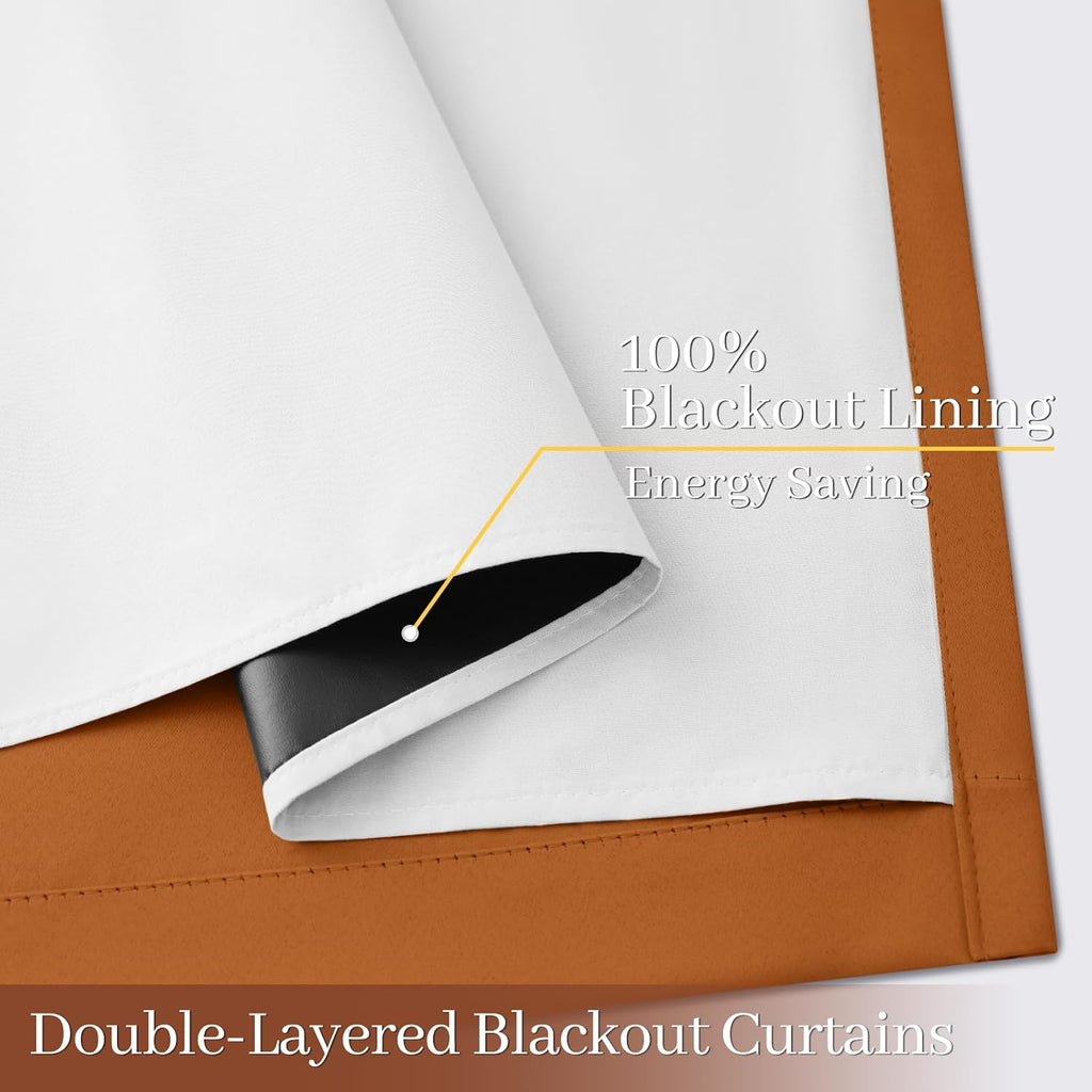 Yakamok 100% Blackout Curtain Panels 63 inches Cold and Light Blocking Drapes for Nursery, 2 Thick Layers Thermal Insulated Draperies (2 Pi…