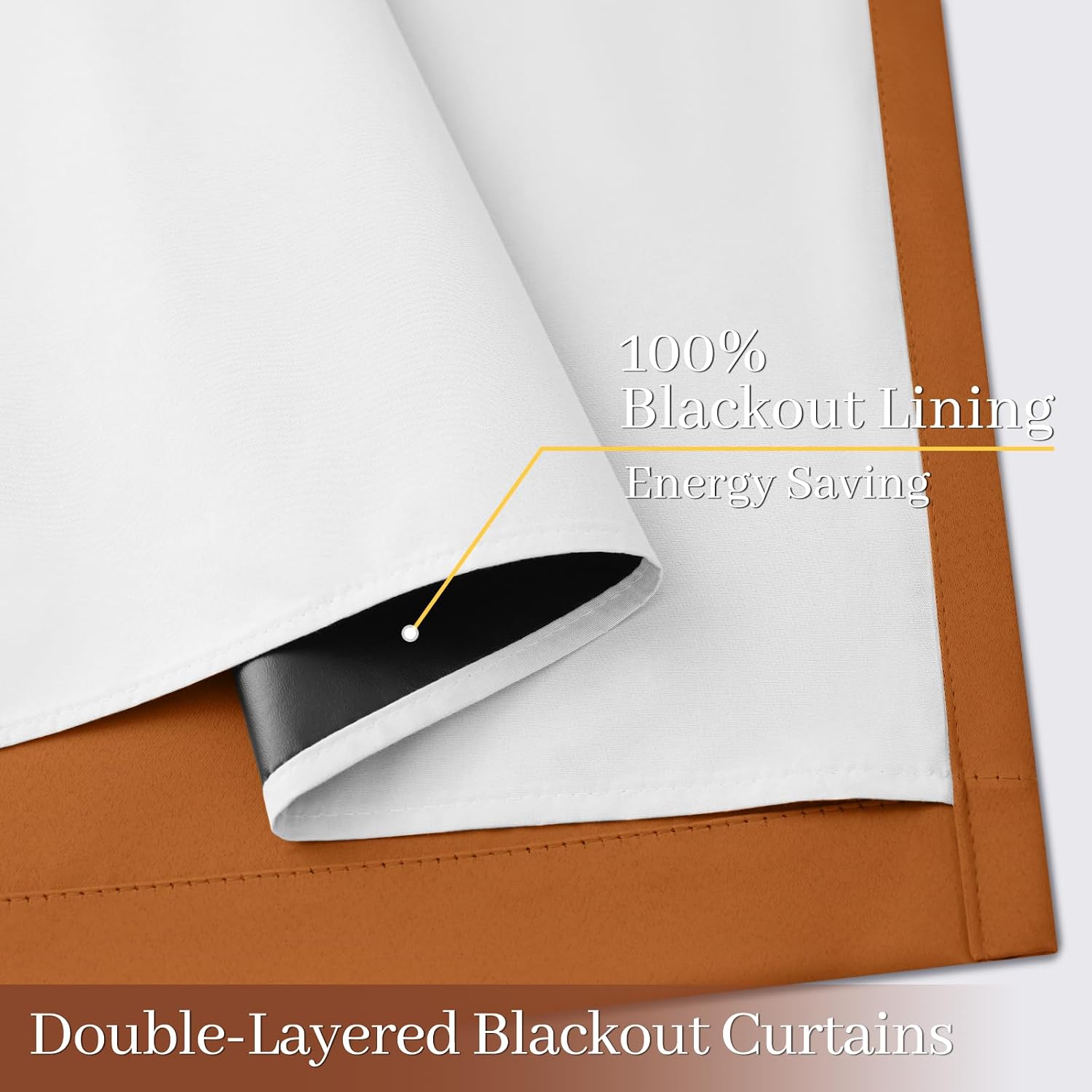 Yakamok 100% Blackout Curtain Panels 63 inches Cold and Light Blocking Drapes for Nursery, 2 Thick Layers Thermal Insulated Draperies (2 Pi…