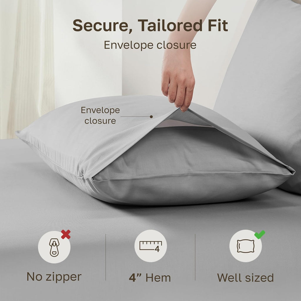 CaliforniaDesignDen California Design Den Standard/Queen Pillowcases Set of 2-100% Egyptian Cotton, Crisp Percale Feel, Soft & Breathable S…