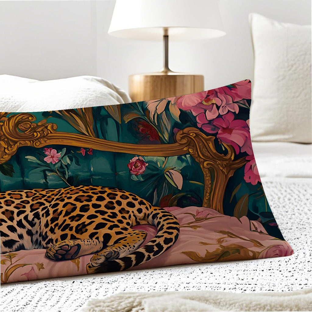 Vintage Leopard Floral 20x54 Body Pillow Cover, Cheetah Room Decor, Trendy Retro Sleepy Leopard Pink Flowers Decorative Long Body Pillow…