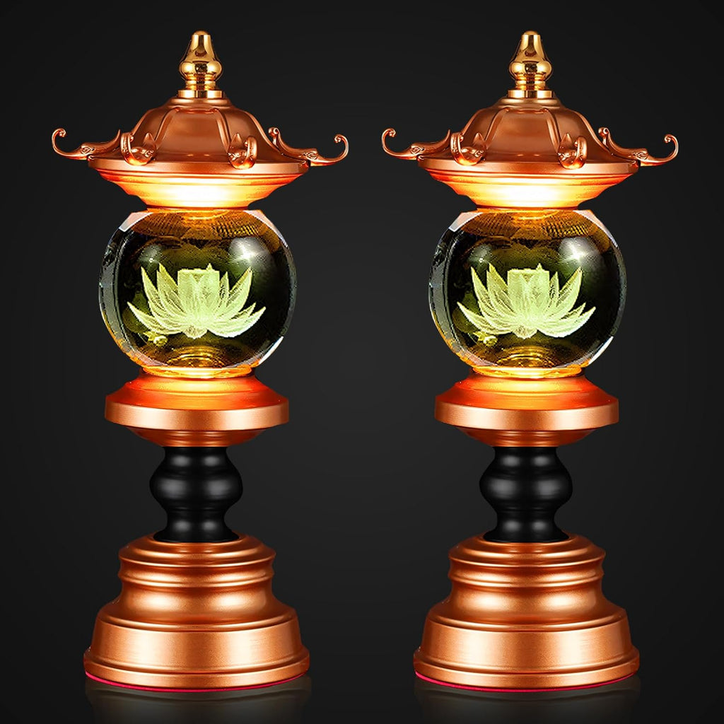 11 Inch 1 Pair 7 Color LED Lotus Lamp Lights - Lotus Lights with Adjustable Switch for Buddhist Occasions, Meditation Buddhist Supplies