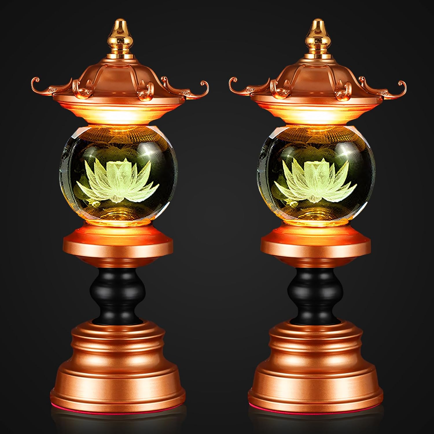 11 Inch 1 Pair 7 Color LED Lotus Lamp Lights - Lotus Lights with Adjustable Switch for Buddhist Occasions, Meditation Buddhist Supplies