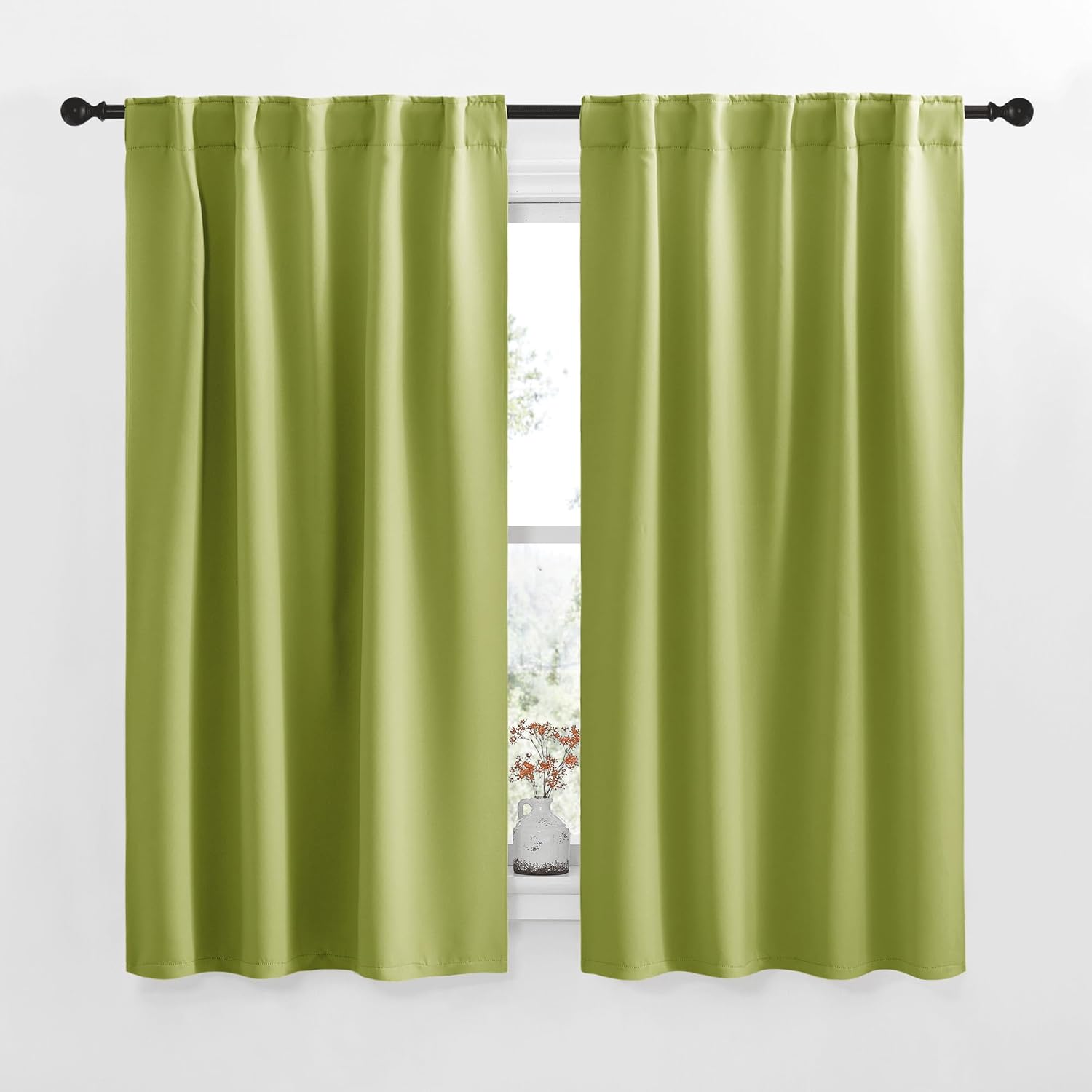NICETOWN Blackout Curtain Panels for Living Room - (Fresh Green Color) 34x63 Inch, 2 Panels Set, Thermal Insulated Room Darkening…