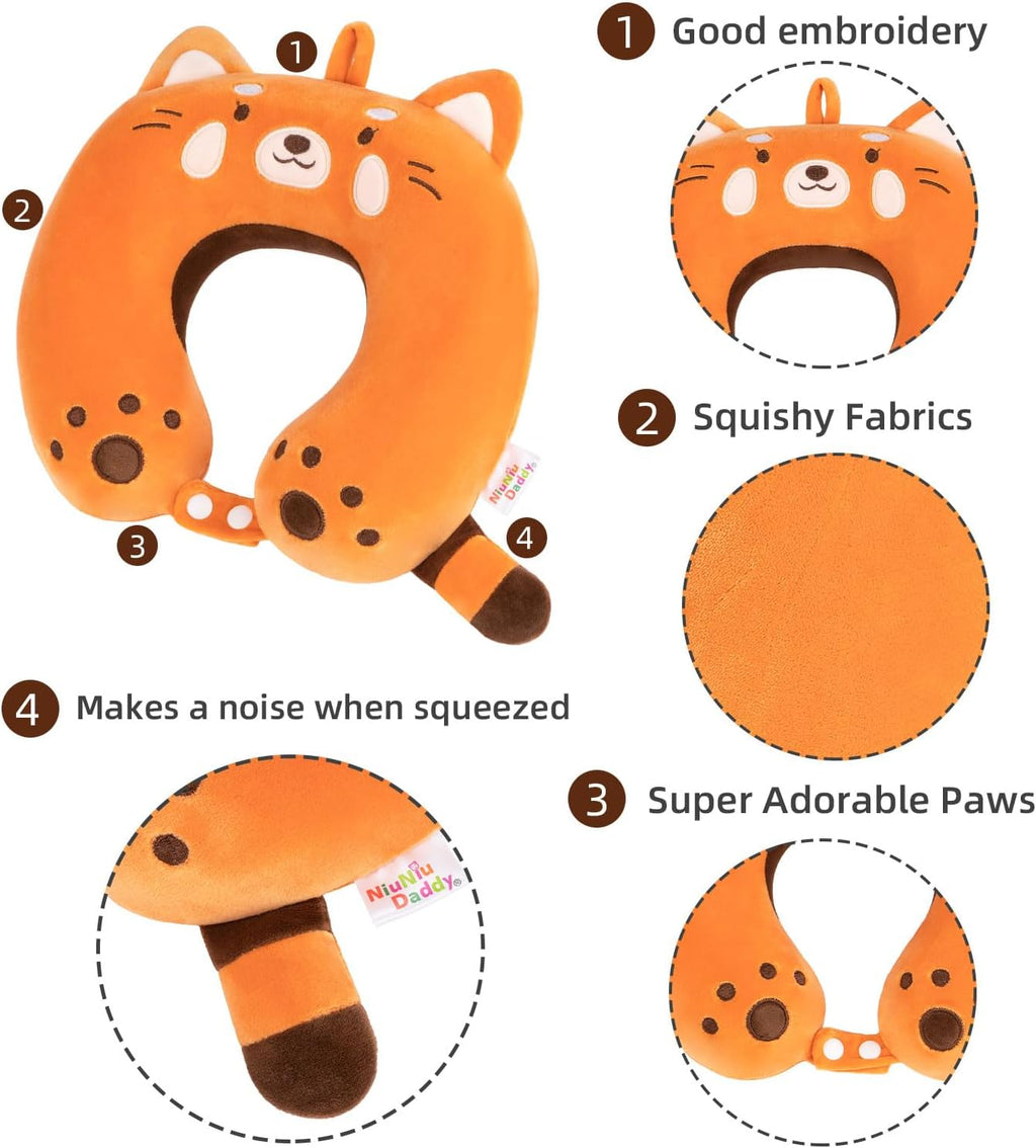 NiuniuDaddy Niuniu Daddy Red Panda Kids Neck Travel Pillow for Traveling, Portable Memory Foam Neck Supportive Cervical Pillow for Long Fli…