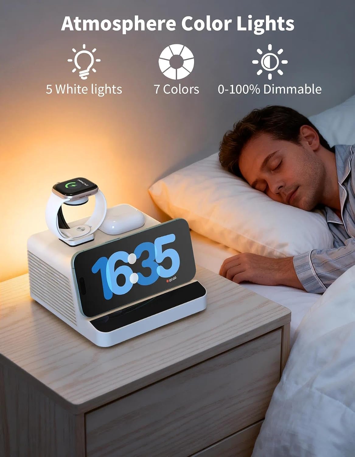 Myplus White Noise Machine, 10 Soothing Sounds Sleep Sound Machine with 15W Wireless Charging Station, 7-Color RGB Night Light, Remote for…
