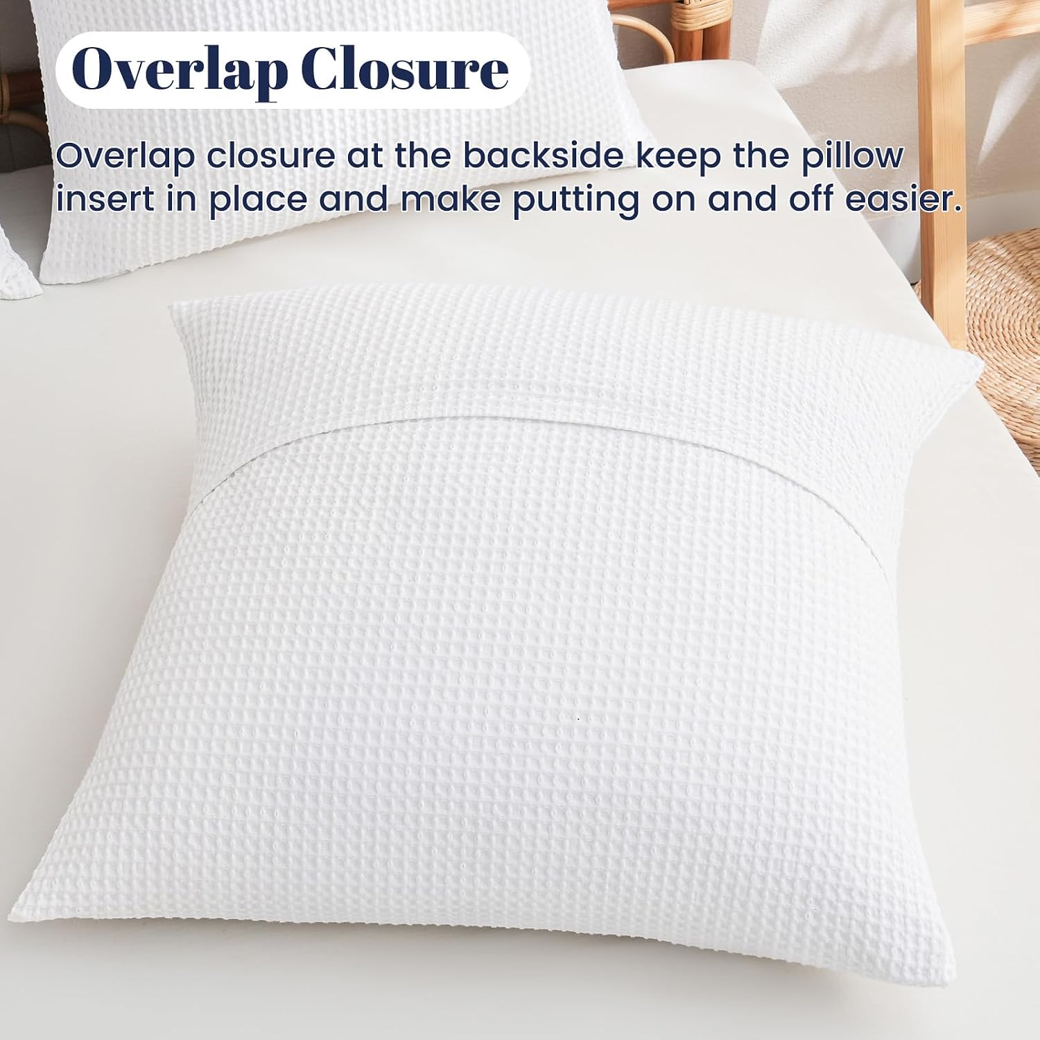 Phf 100% Cotton Waffle Weave Euro Shams 26" x 26", No Filling, 2 Pack Elegant Home Decorative Euro Throw Pillow Covers for Bed Couch Sofa,…