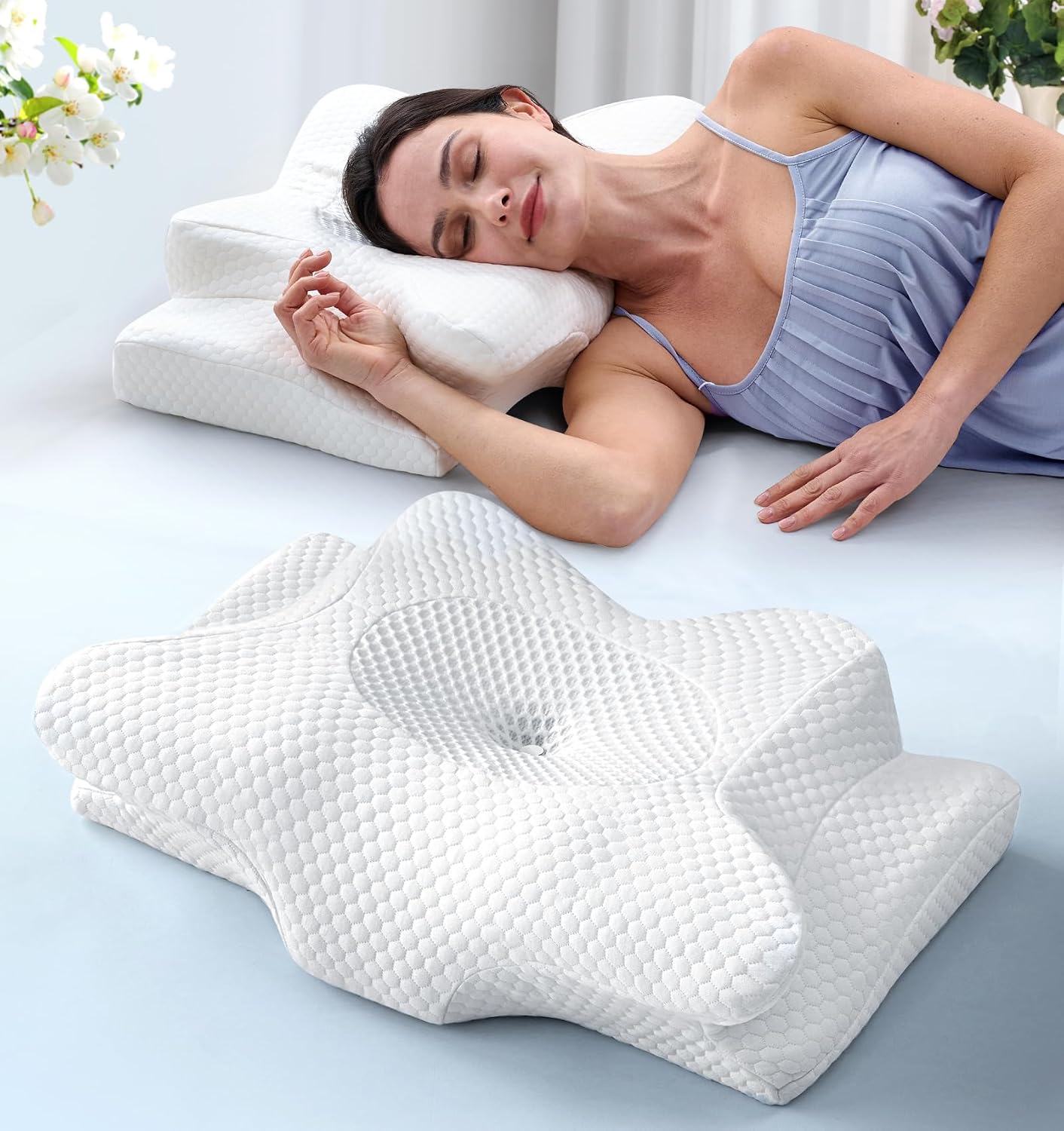 Emircey Sleep Cervical Neck Pillow for Sleeping, Ergonomic Contour Side Sleeper Pillows for Adults, Cooling Orthopedic Pill…
