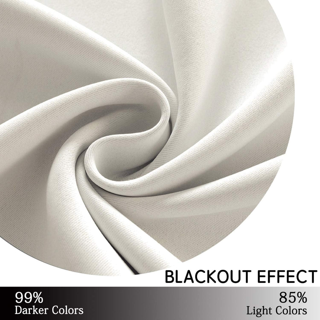 Yakamok Blackout Curtains Room Darkening Thermal Insulated Grommet top Window Curtains for Living Room, 52 x 54 Inch, Light Beige, 2 Panels