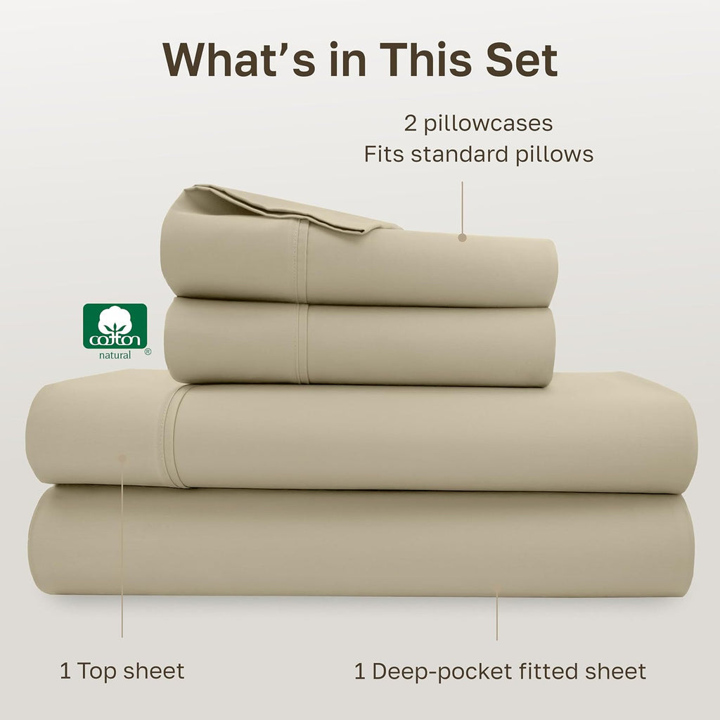 CaliforniaDesignDen California Design Den Soft 100% Cotton Bed Sheets Full Size Set, 400 TC Good Housekeeping Award Winner, Silky Smooth Sa…