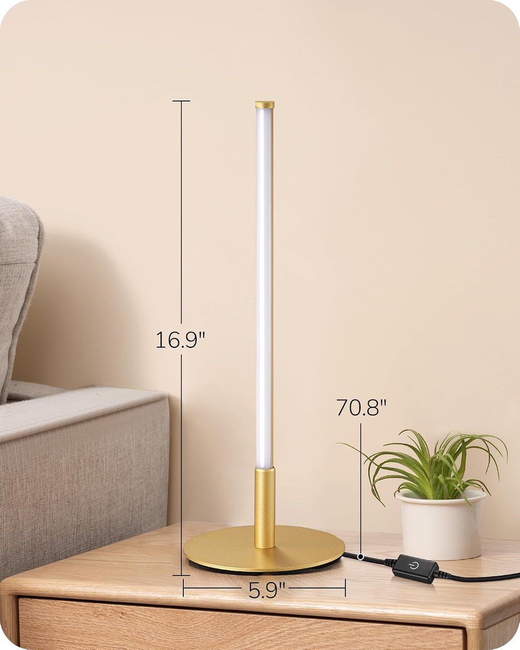 Edishine Upgraded LED Table Lamp Set of 2, Stepless Dimmable Bedside Lamps with Metal Finish & 3 Color Temperature, 6W Modern Desk Lamps, G…