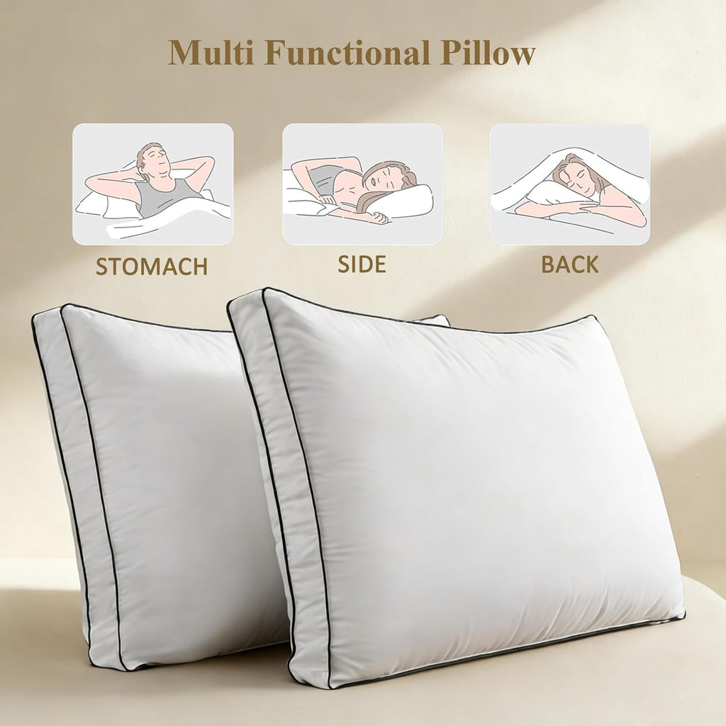 DOWNCOOL Goose Down Bed Pillows King Size Set of 2, Pillow Soft Support for Side, Back or Stomach Sleepers, for Better Sleep Experience…