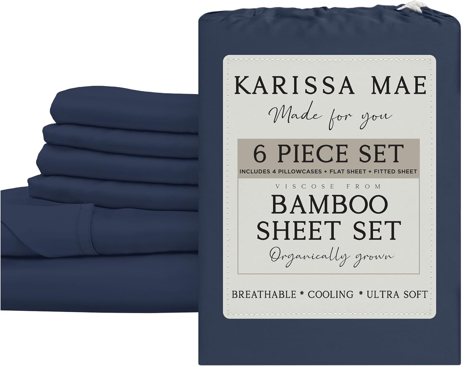 KARISSA MAE 6 Piece Pure Viscose from Bamboo Cal King Size Sheet Set | 100% FSC Certified | Luxuriously Soft | Cooling | 18" Deep Pocket…