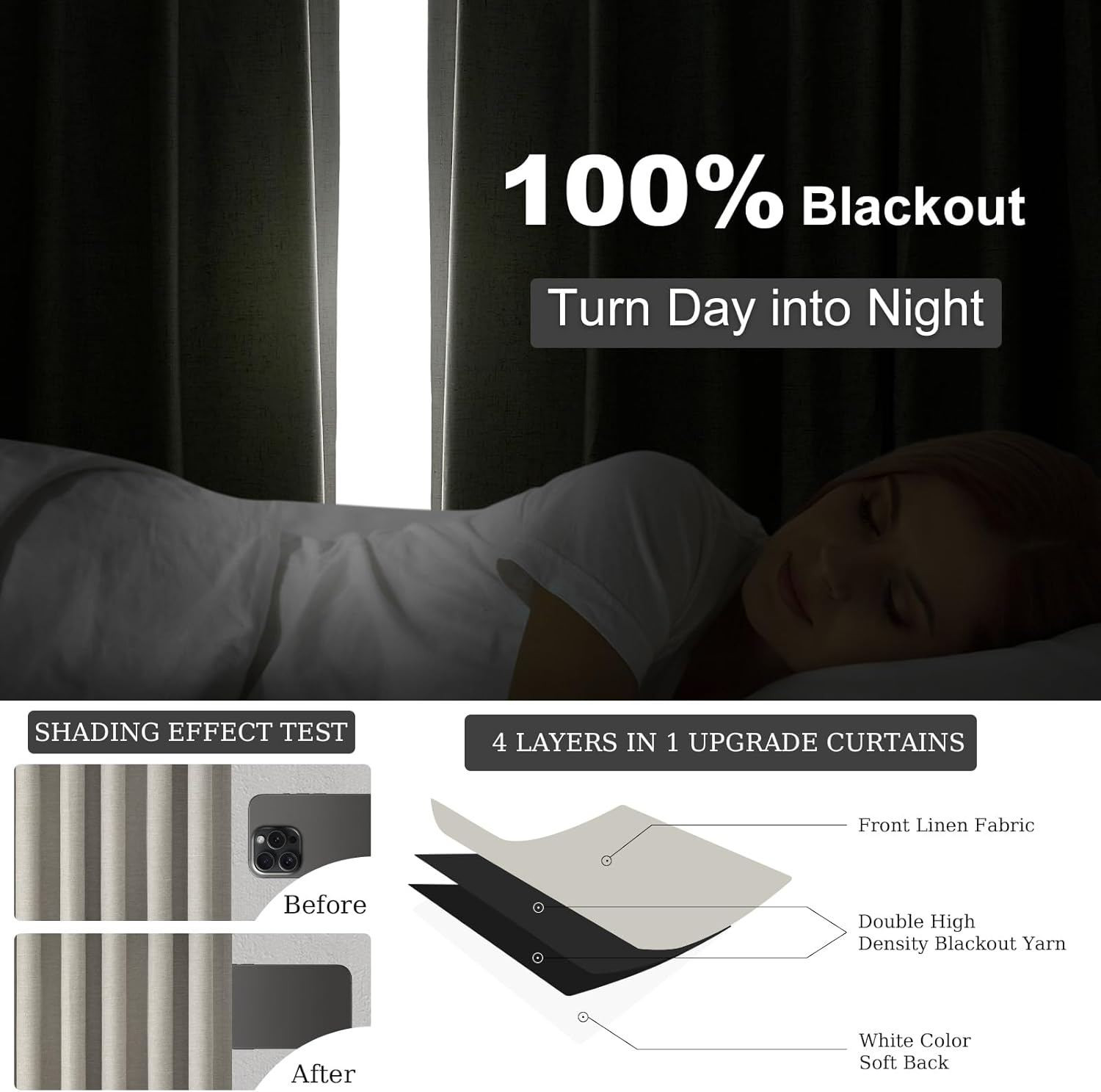 Topfinel 84 Inch Long Linen Blackout Curtains for Bedroom Flax Grey 100% Black Out Linen Texture Curtains Solid Thermal Insulated Window Dr…