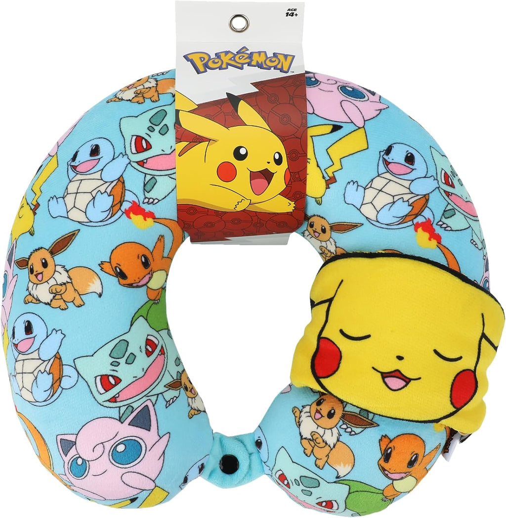 Bioworld Pokemon Pikachu 2-Piece Eye Mask & Neck Pillow Travel Set blue