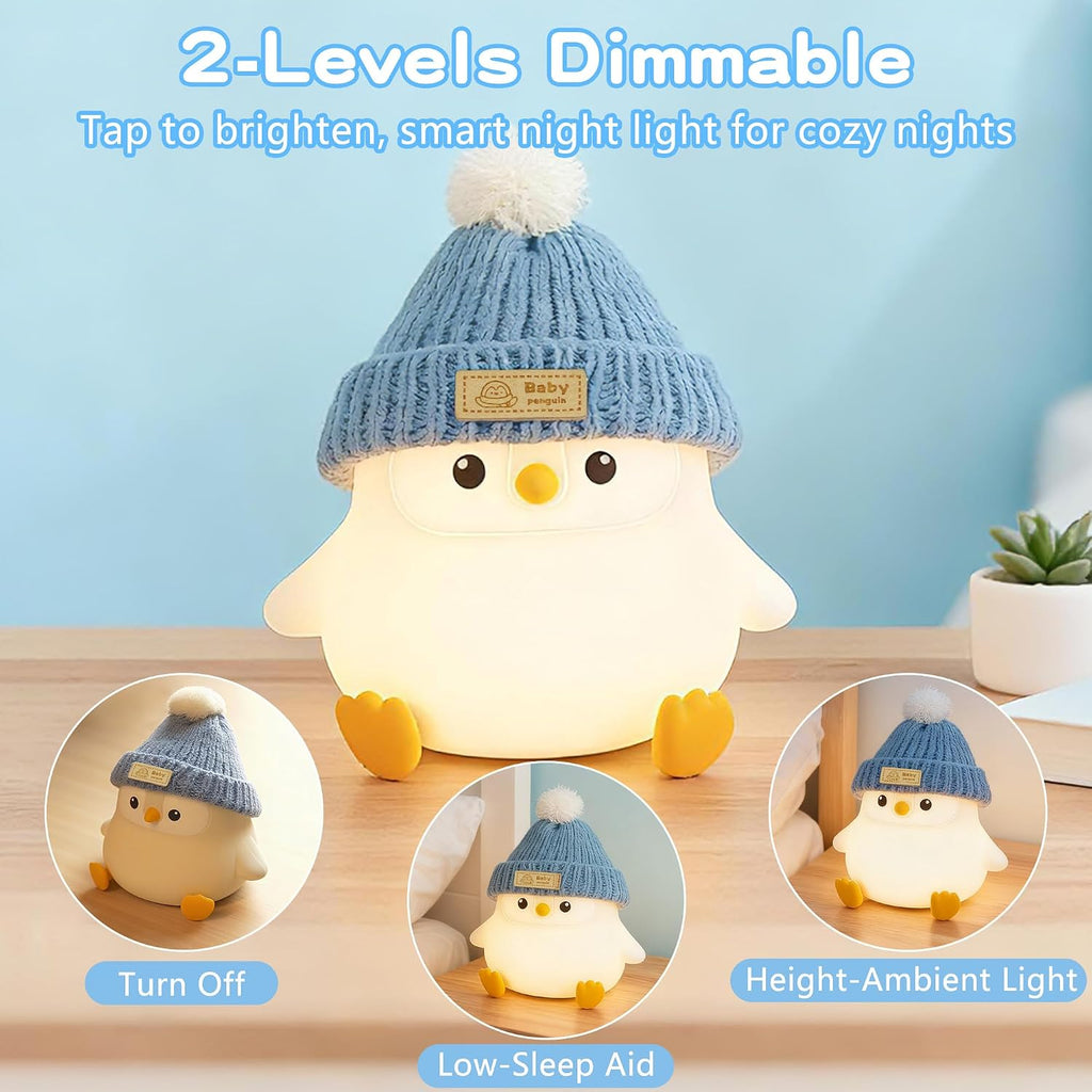 FAMIDUO-BrightenYourLife FAMIDUO Penguin Night Light with Knit Hat, Cute Silicone Nursery Lamp - Dimmable Squishy Animal Light - Heartwarmi…