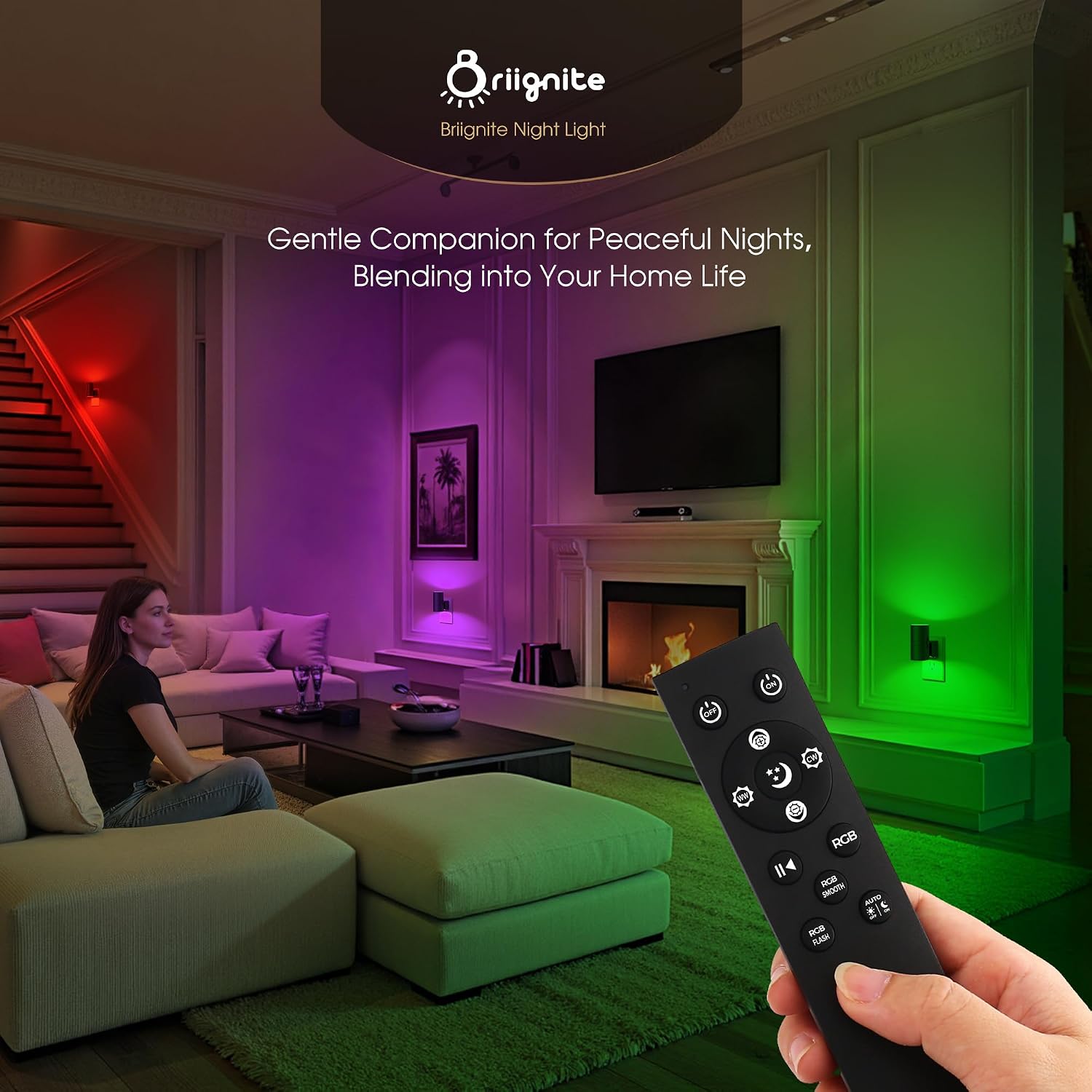Briignite Night Lights Plug into Wall, 1 Pack 11-Color Changing Night Light with 1 Remote Control, 3000K+6000K+RGB LED Nightlight for…