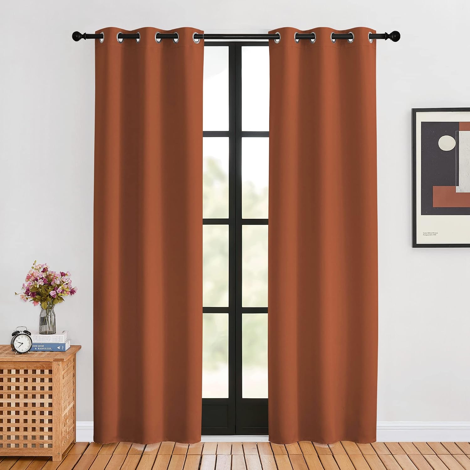 NICETOWN Blackout Draperies Curtains for Girls Room, Burnt Orange, 1 Pair, 34 x 80 inches, Nursery Essential Thermal Insulated Grommet…