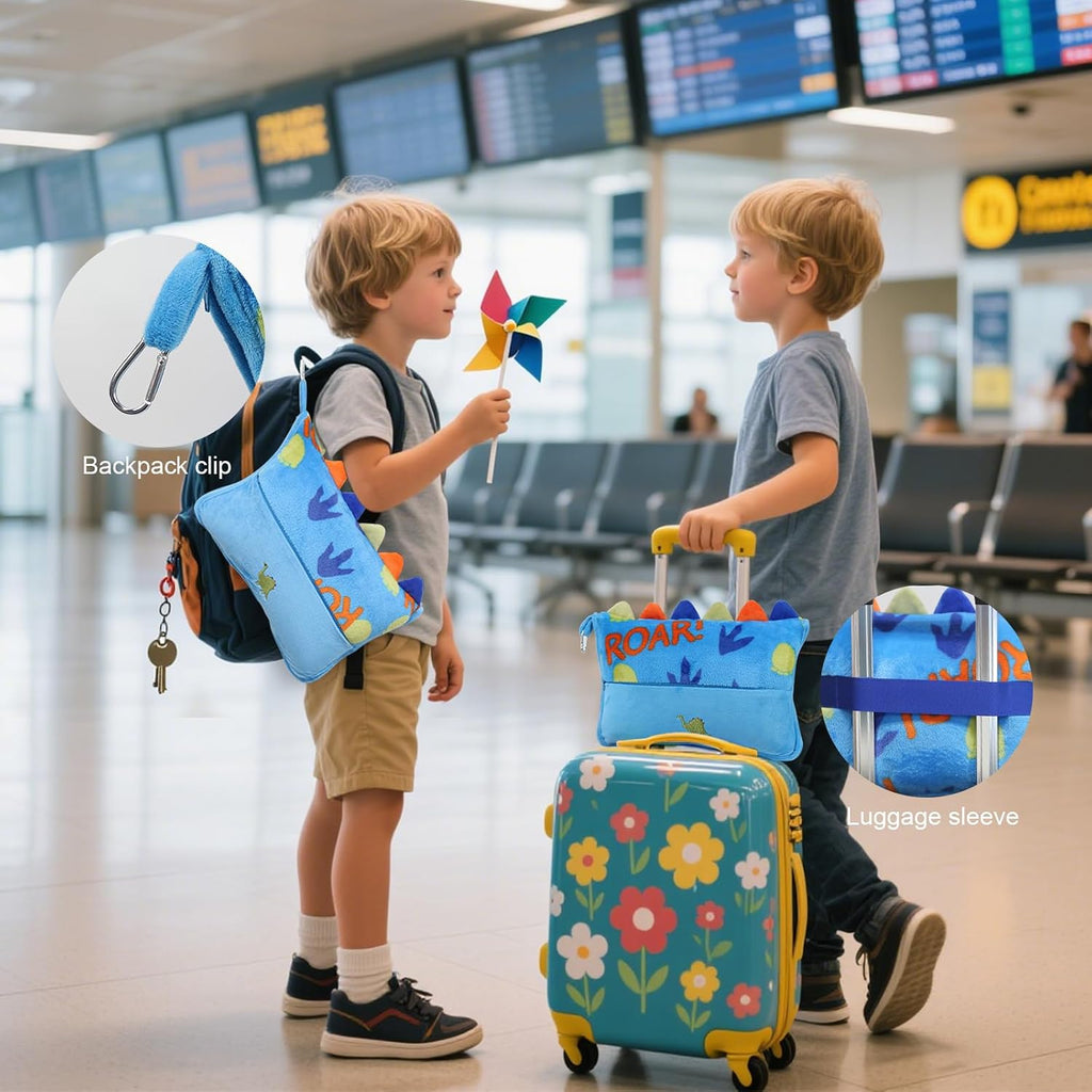 VigorSpring 3 in 1 Travel Pillow and Blanket Set for Kids, Soft Travel Blanket Airplane Campact with Bag, Pillow Blanket for Boys with a Pock…