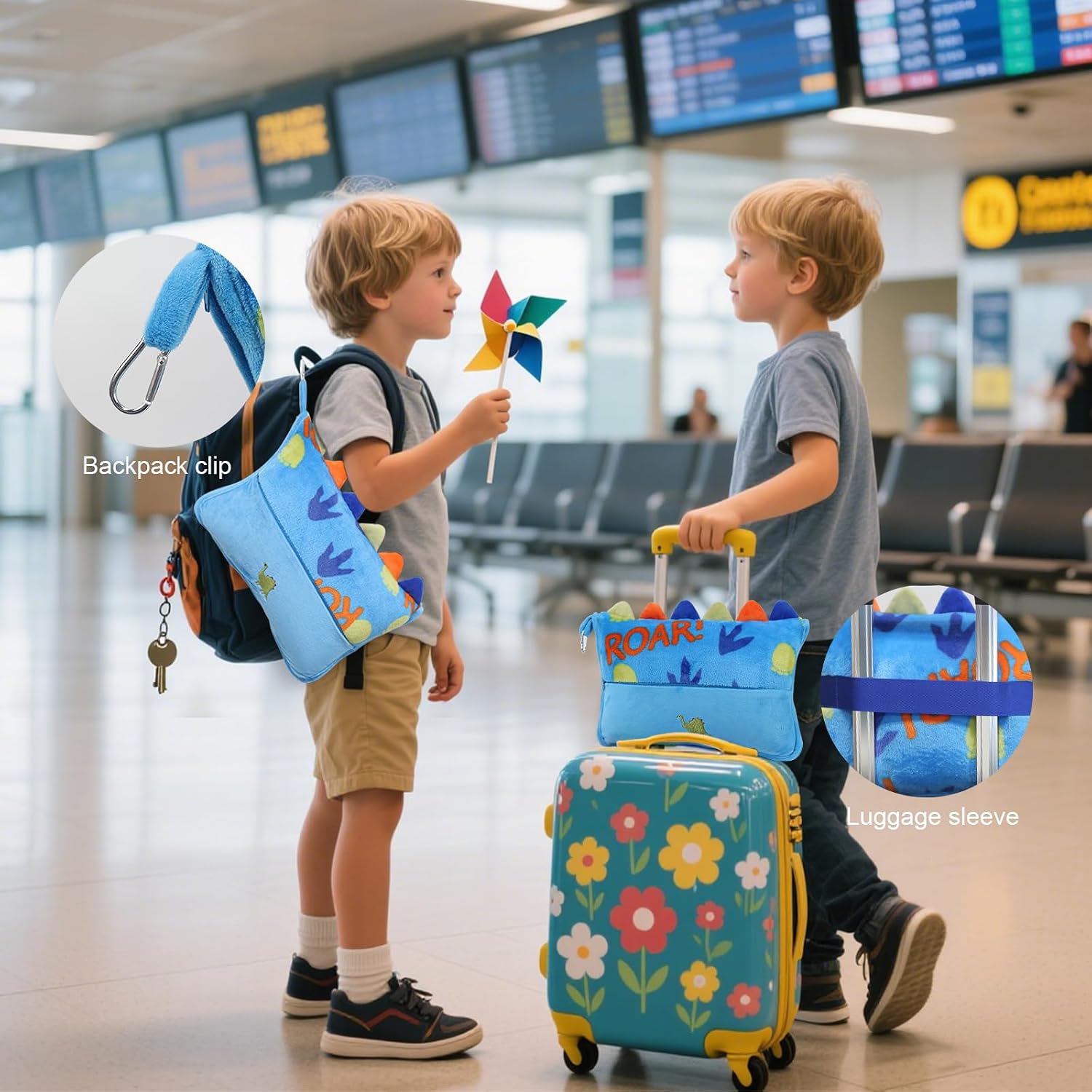 VigorSpring 3 in 1 Travel Pillow and Blanket Set for Kids, Soft Travel Blanket Airplane Campact with Bag, Pillow Blanket for Boys with a Pock…