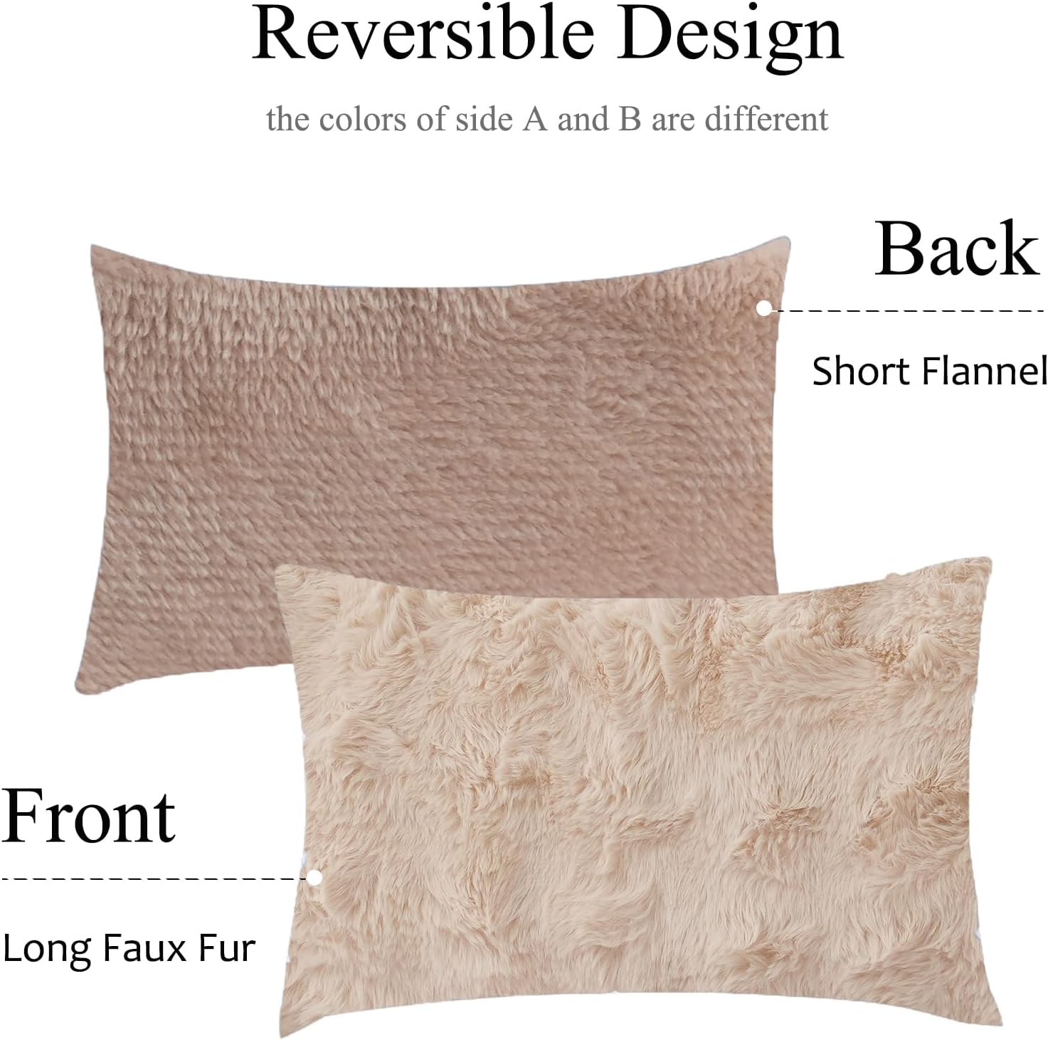 Chumerry Khaki Faux Fur Body Pillowcase Ultra Soft Fluffy Shabby Plush Pillow Cover for Bed Couch Sofa Striped Plaid Decorative Beige Mocha…