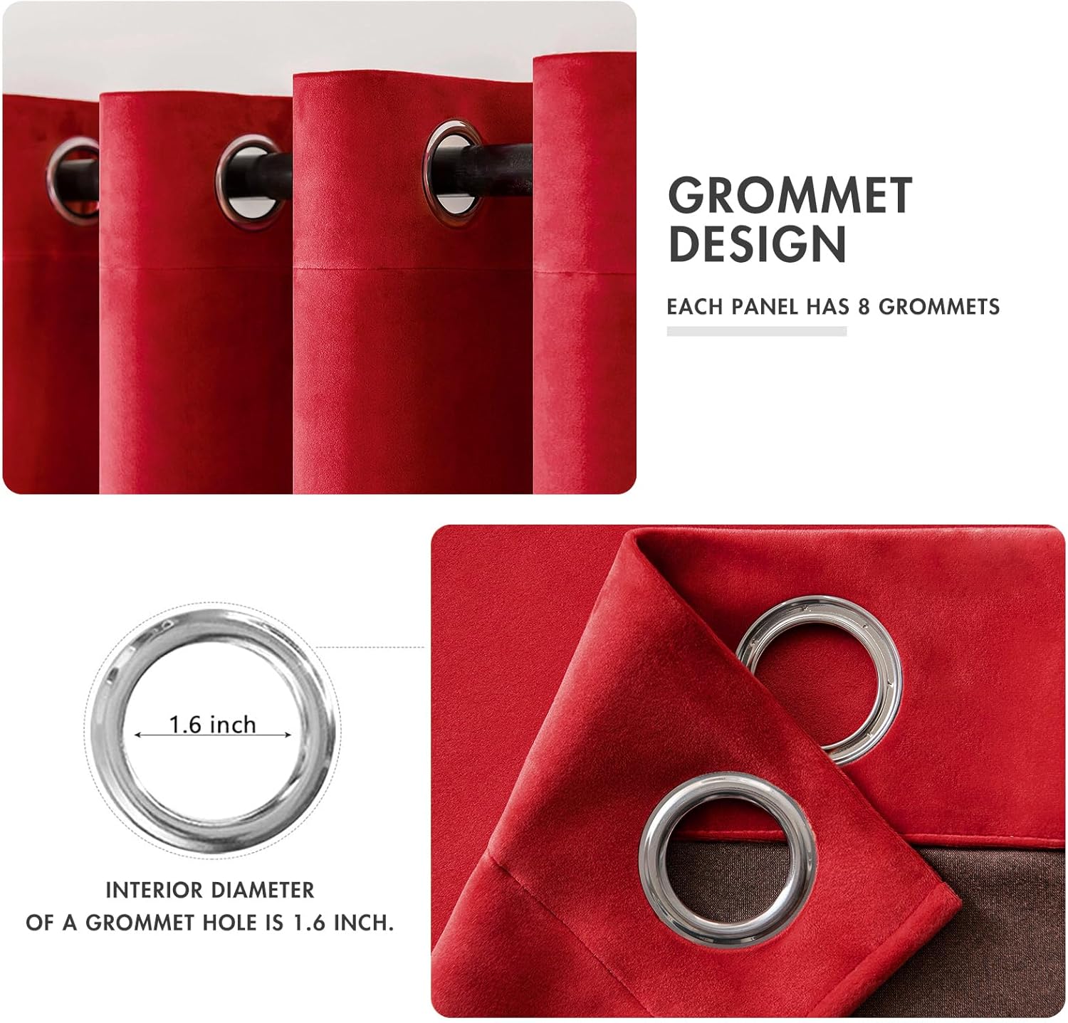 MIULEE Christmas Red Velvet Curtains Elegant Grommet Curtains Thermal Insulated Soundproof Room Darkening Curtains/Drapes for Classical…