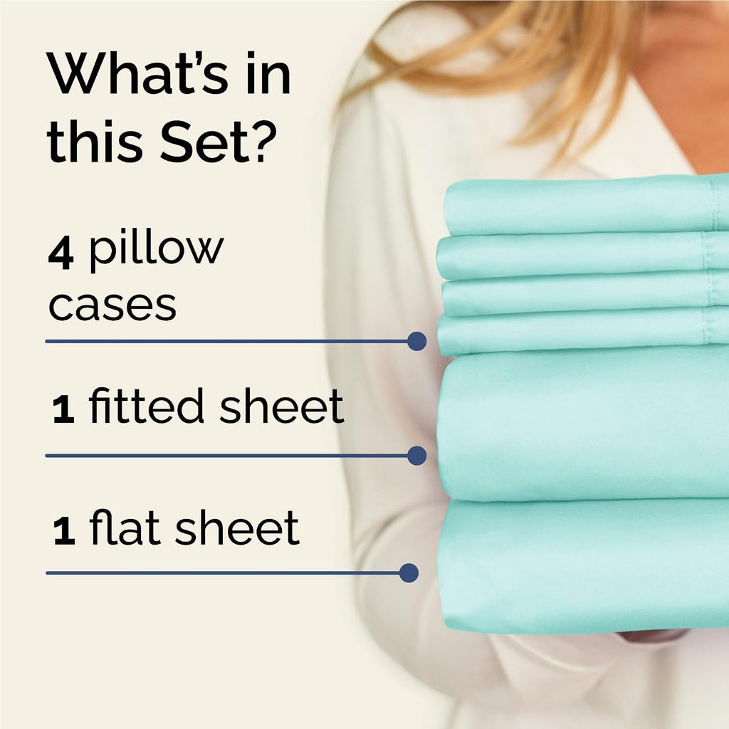 Full 6 Piece Sheet Set - Comfy, Breathable & Cooling - Hotel Luxury Bedding for Women, Men, Kids, Teens and Children - 1 Flat & 1 Fitted…