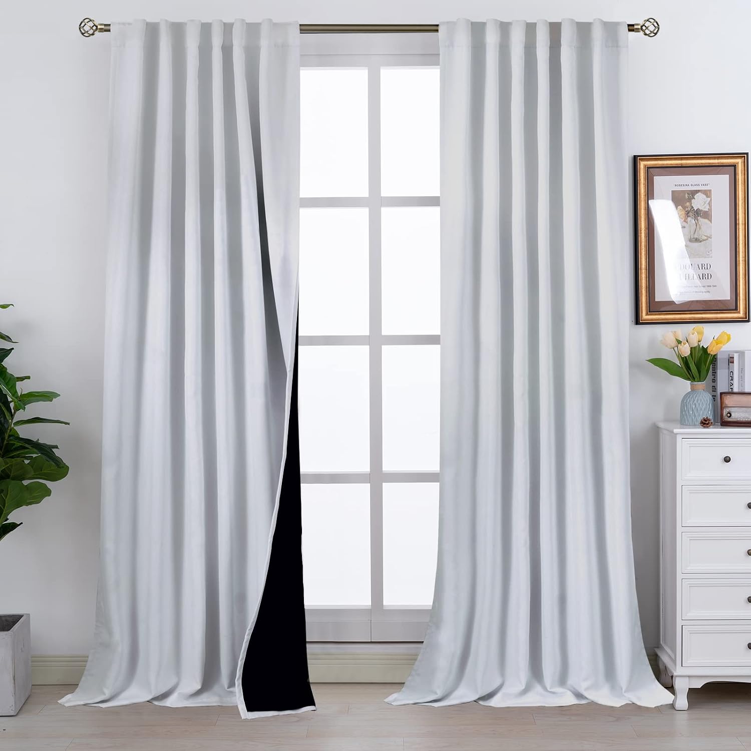 BGment Full Blackout Curtains with Thermal Insulation Liner Curtains 108 Inches Long, Rod Pocket and Back Tab Double Layer Room Darkening…