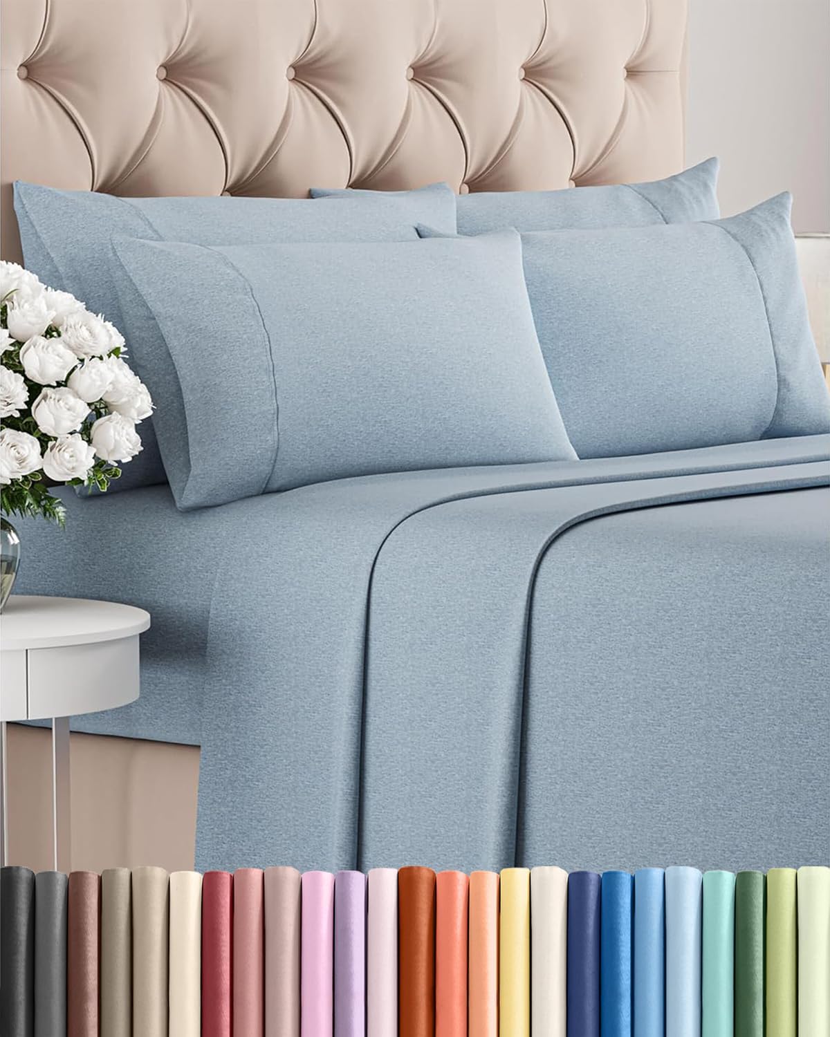 Queen 6 Piece Sheet Set - Comfy, Breathable & Cooling - Soft Hotel Luxury Bedding for Women, Men, Kids, Teens and Children - 1 Flat & 1…