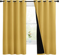 Nicetown 100% Blackout Curtains with Black Liners, Thermal Insulated Full Blackout 2-Layer Lined Drapes, Energy Efficiency Window Draperies…