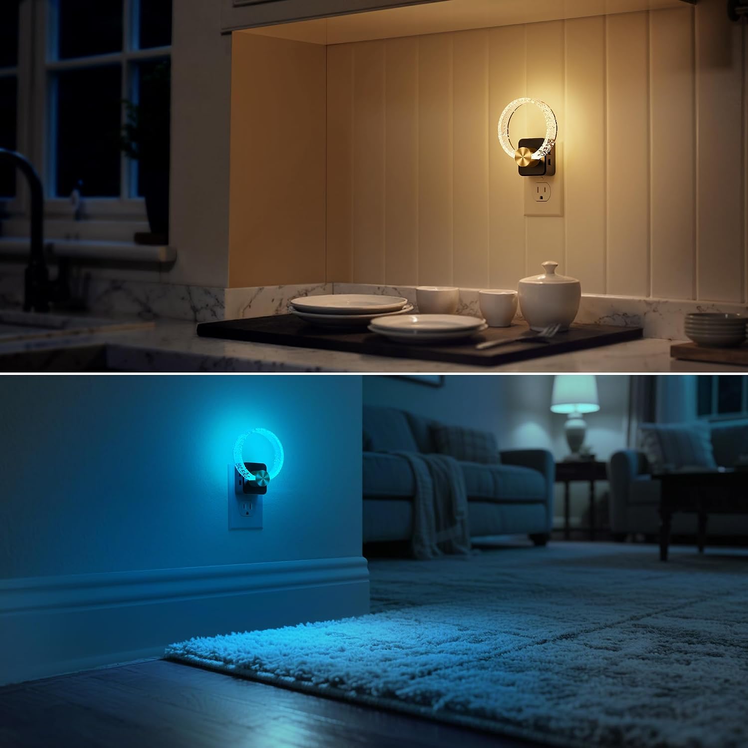 DORESshop Night Lights Plug into Wall, [2 Pack] LED Night Light Color Changing RGB with Dusk-to-Dawn Sensor, Adjustable Brightness…