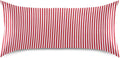 Stripe Red White Print Pillow Covers Silk Pillowcase for Hair and Skin Breathable Smooth Soft Satin Pillowcase King Size Pillow Case for…
