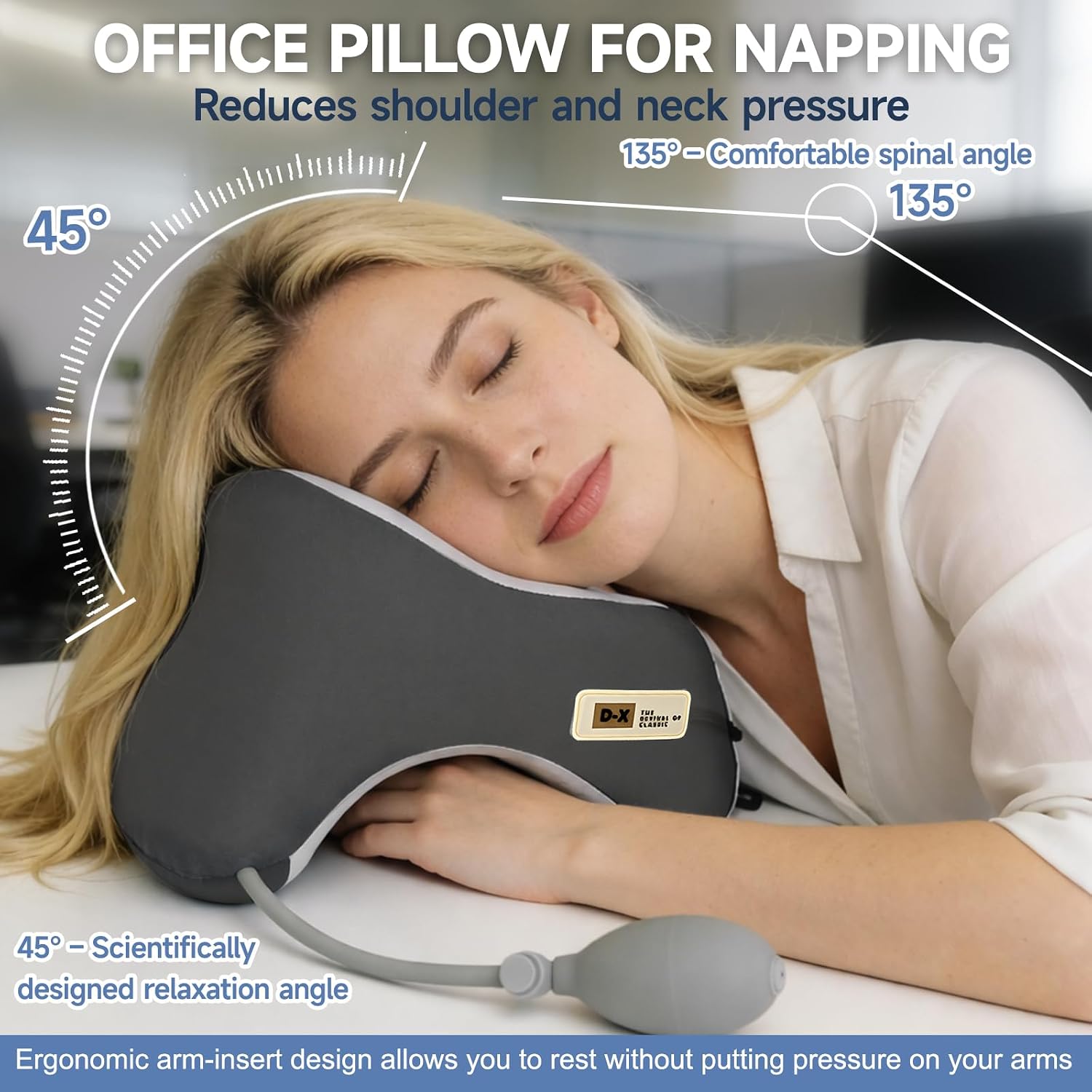 Orelaventino Desk Pillow for Napping, Neck Pillow for Office Chair Headrest, Neck Support Pillows for Desk Sleeping, Inflatable Neck…