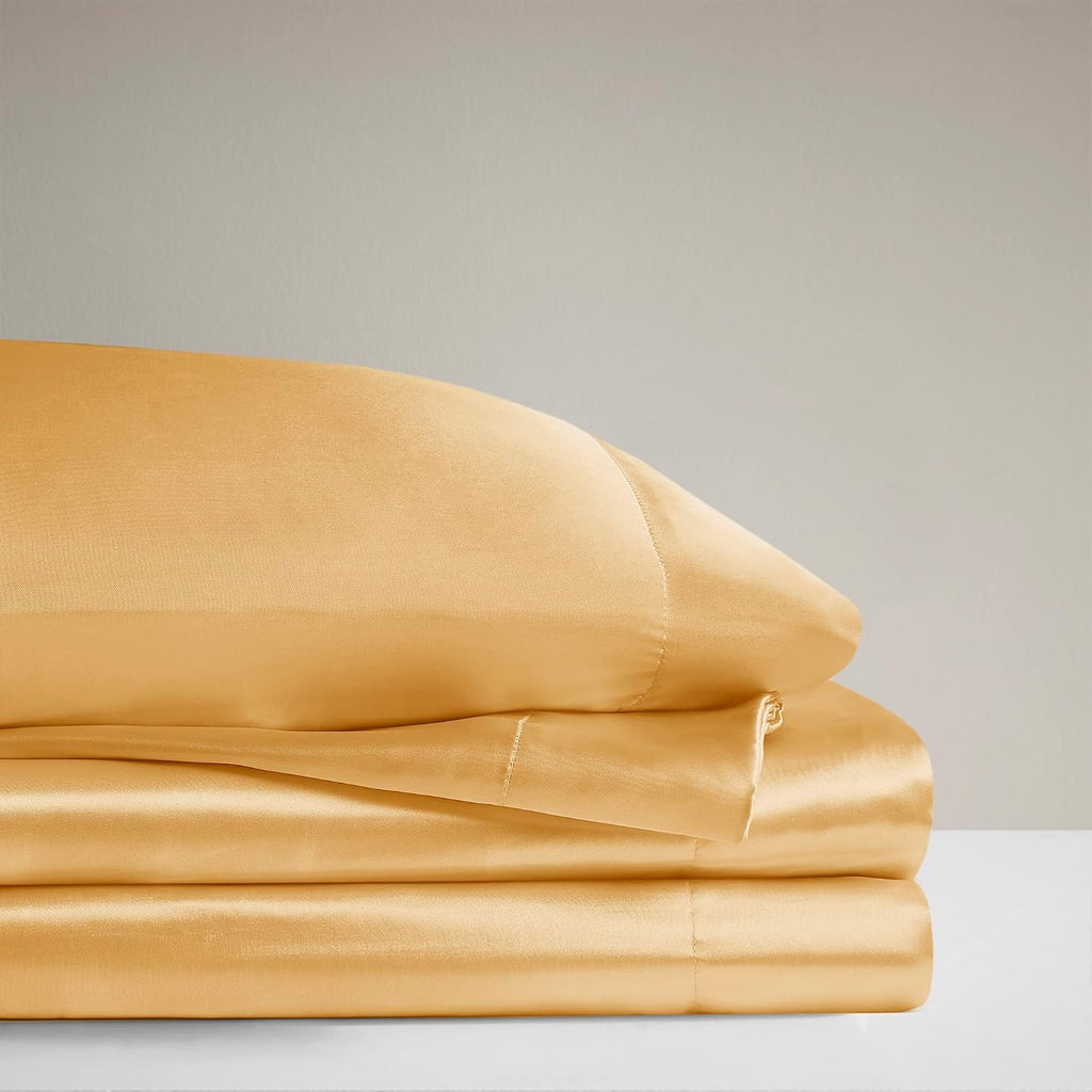 Madisonpark Madison Park Essentials Satin Sheet Set Luxury and Silky with Natural Sheen, Elastic 14" Pocket fits up to 16" Mattress, All Ar…