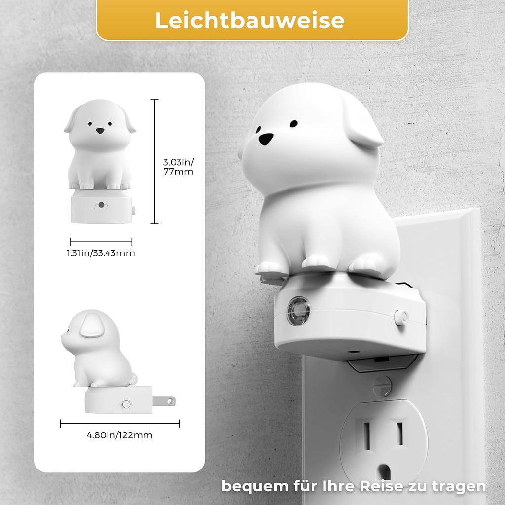 L LOHAS LED Plug in Night Light for Kids,2-Pack 3D Cute Puppy Night Lights with Dusk to Dawn Sensor,1600K/2700K/5000K 3CCT Dog Night…