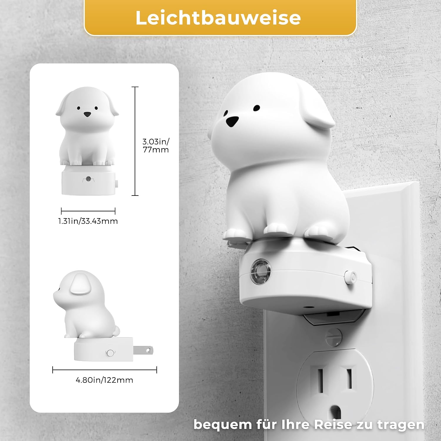 L LOHAS LED Plug in Night Light for Kids,3D Cute Puppy Night Lights with Dusk to Dawn Sensor,1600K/2700K/5000K 3CCT Dog Night…