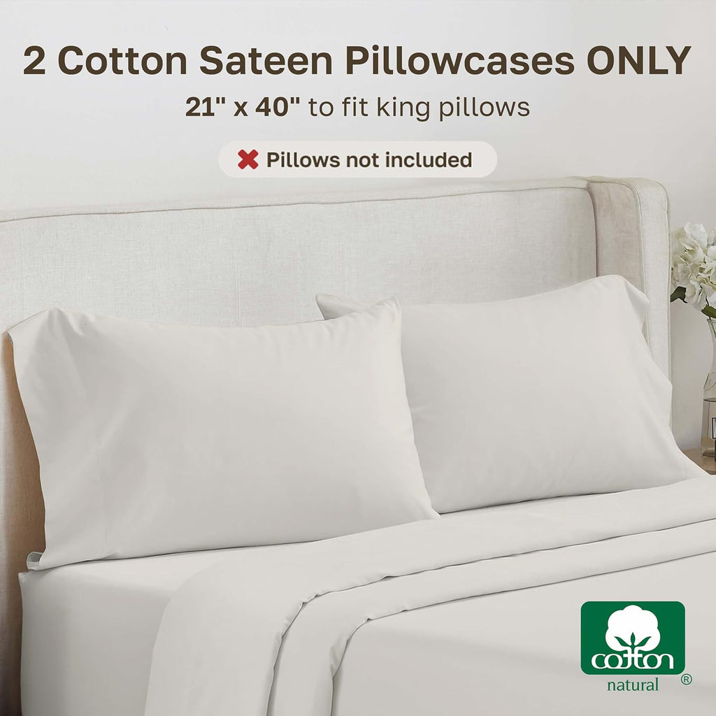 California Design Den 100% Cotton Pillow Cases King Set of 2 - Soft & Silky 500 Thread Count Sateen, Breathable Cotton Pillowcases, Fits…