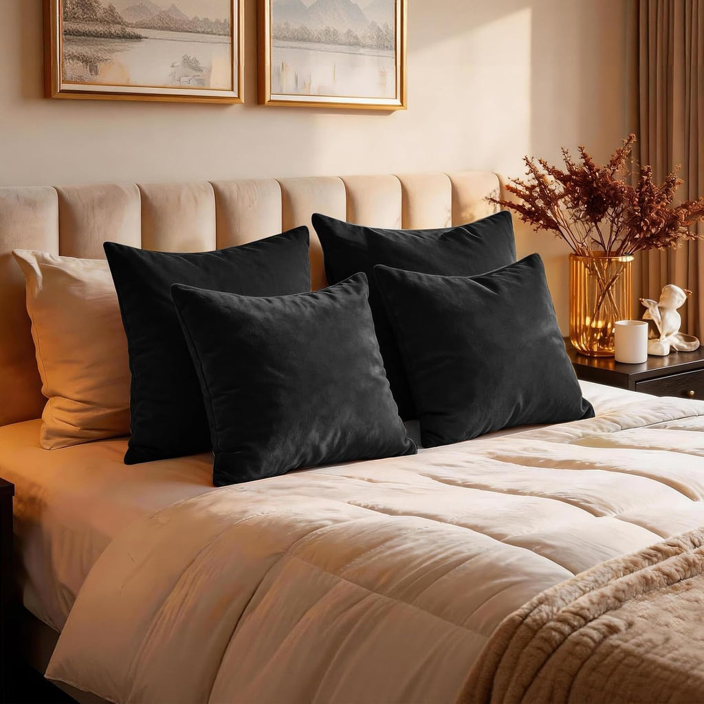 Edegen Edegen Black Velvet Throw Pillow Covers 18x18 Inch Pack of 2 Soft Decorative Square Cushion Covers Modern Luxury Home Decor f…