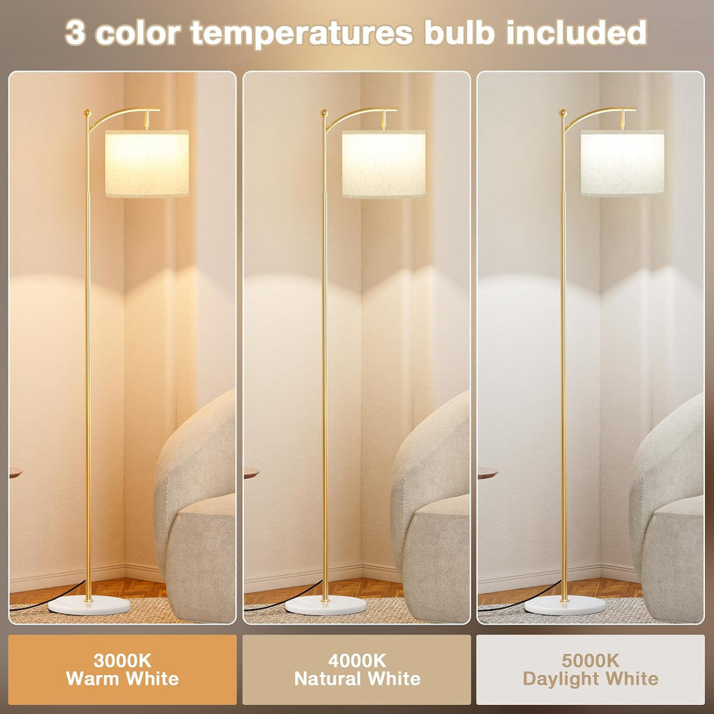Ambimall 60" Floor Lamp for Living Room with 3 Color Temperatures, Gold Standing Lamp with White Marble Base, Modern Tall Lamp for…