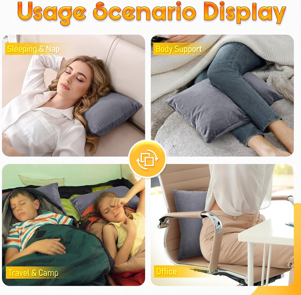 1 MIDDLE ONE 2 Pack Small Pillow, 16 X 12 Inches, Memory Foam Mini Pillow for Travel, Camping, Sleeping, Nap and Neck, Knee, Lumbar…