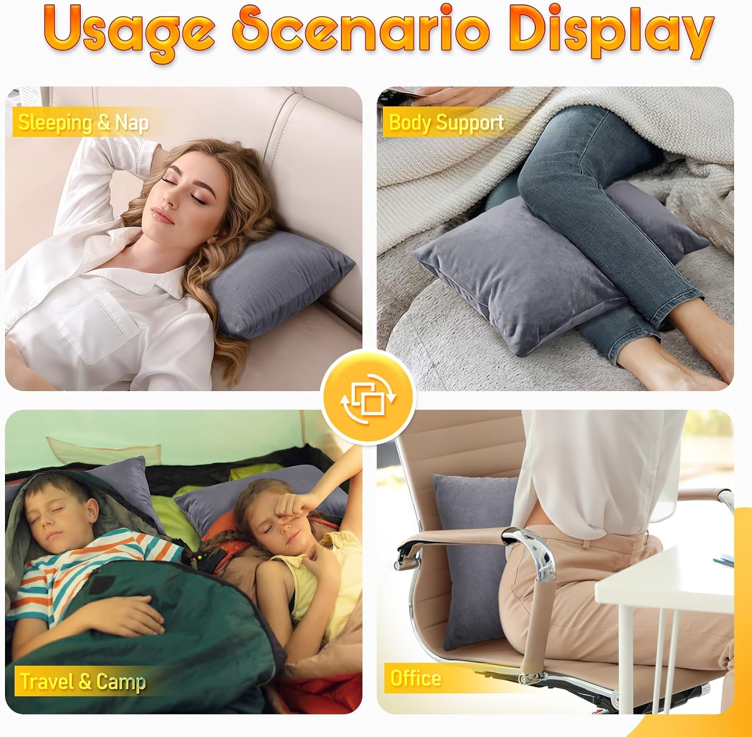 1 MIDDLE ONE 2 Pack Small Pillow, 16 X 12 Inches, Memory Foam Mini Pillow for Travel, Camping, Sleeping, Nap and Neck, Knee, Lumbar…