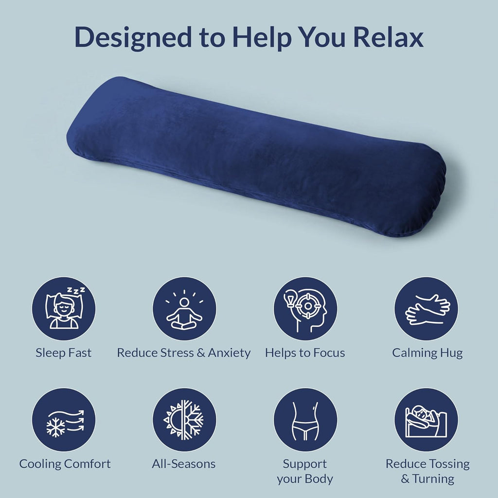 ODOXIA Weighted Pillow for Adults 6.5lbs (41" x 12") | Sleep Better & Feel Calm | Weighted Body Pillow for Stress Relief | Sleeping…