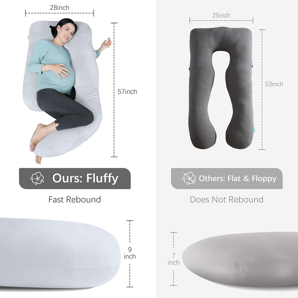 Moonpark MOON PARK Pregnancy Pillows for Sleeping - U Shaped Full Body Maternity Pillow with Removable Cover - Support for Back, Legs, Bell…