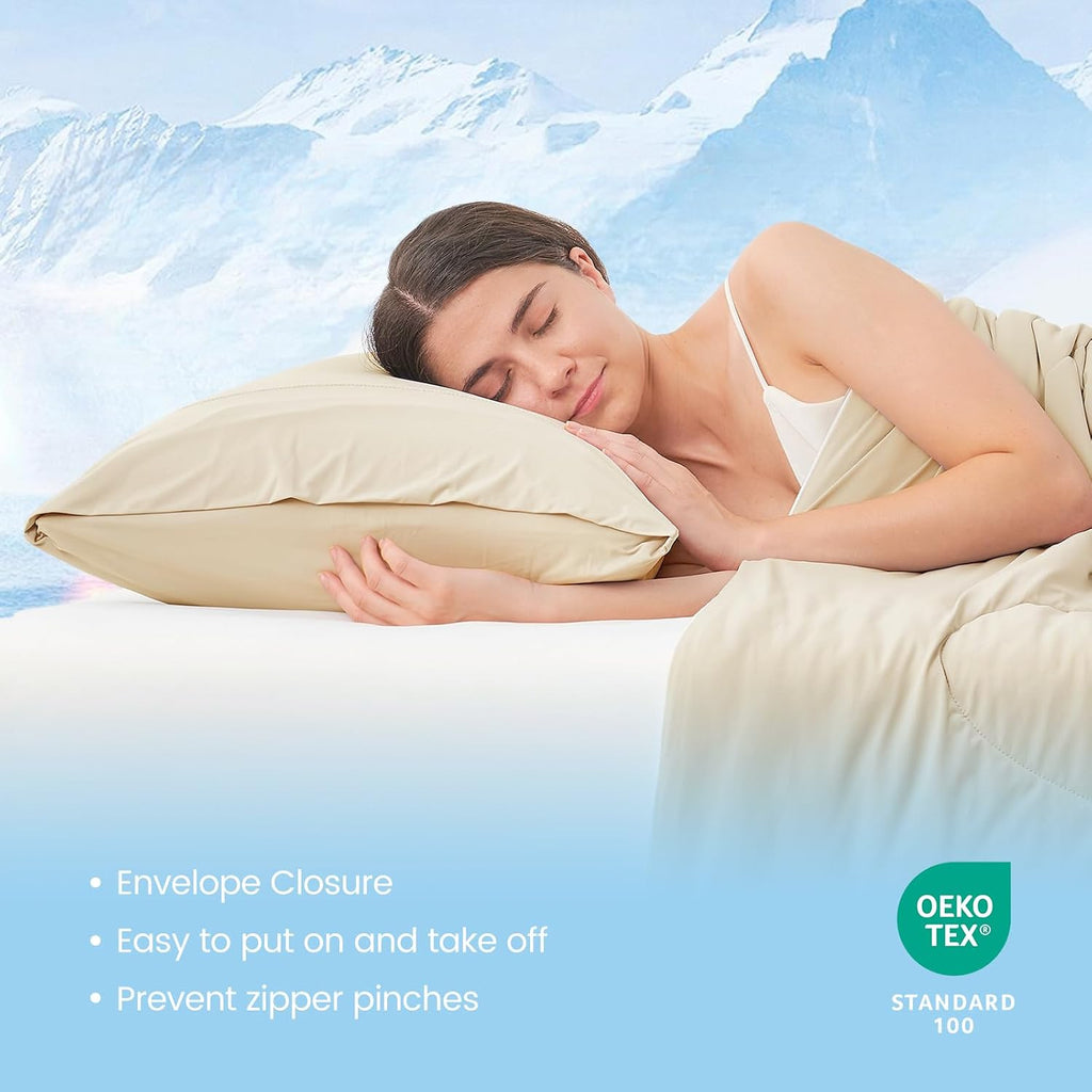CozyBliss Cozy Bliss 2pcs Cooling Pillow Cases Set for Hot Sleepers & Night Sweats, Q-Max 0.5 Silky Wrinkle-Free Pillow Covers with Envelop…