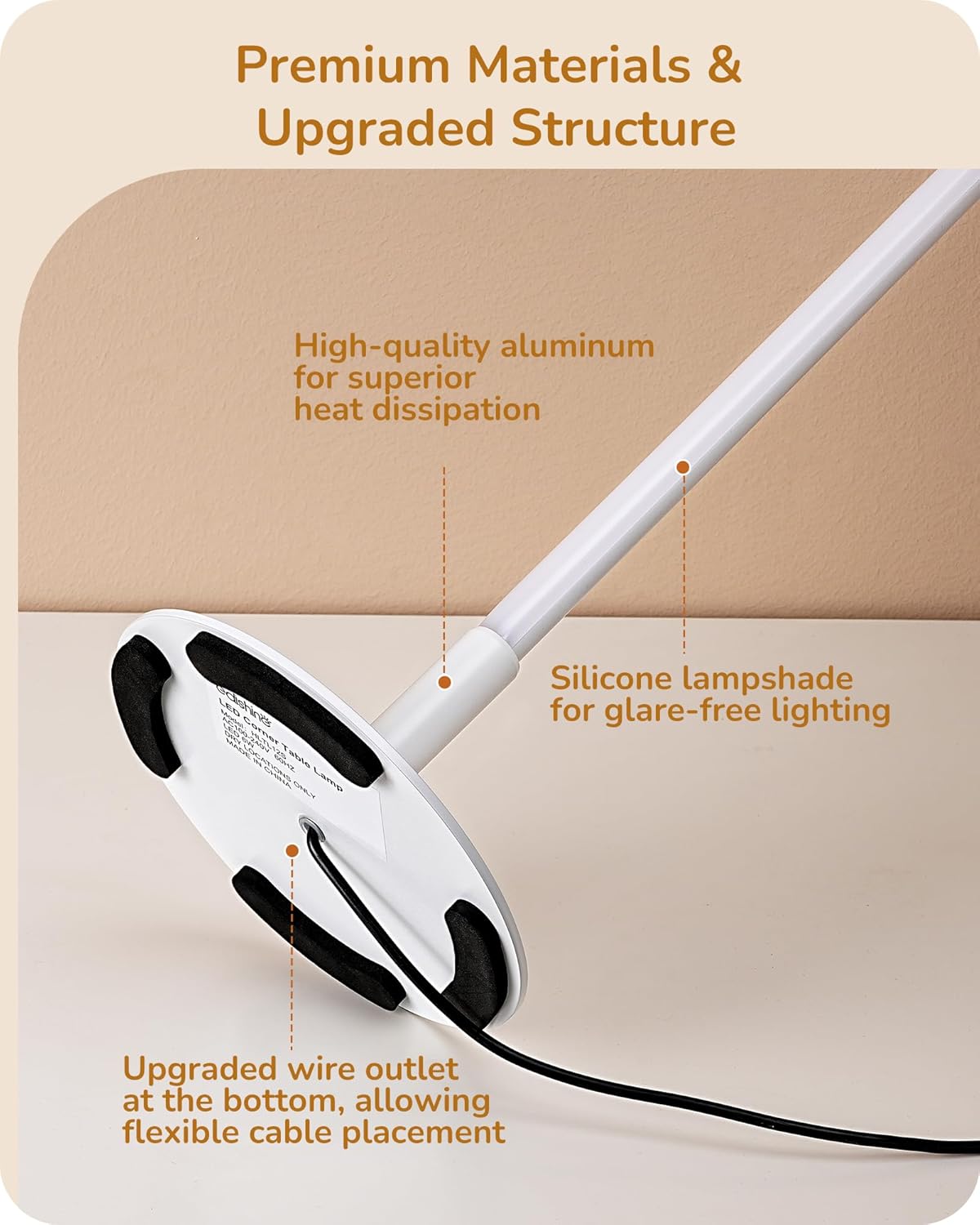 EDISHINE LED Table Lamp, Dimmable Bedside Lamp, 3 Color Temperature, Power Cord Touch Switch Desk Lamp, Upgraded Minimal Nightstand Lamp…