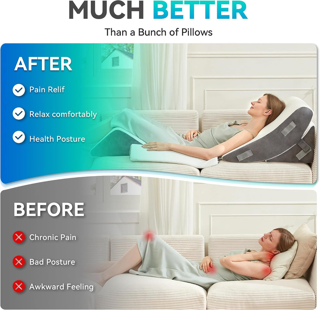 Bdeus 4PCS Bed Wedge Pillow Post Surgery, Orthopedic Sleeping Wedge Pillow Set for Back, Neck and Leg, Acid Reflux, GERD, Memory Foam Supp…